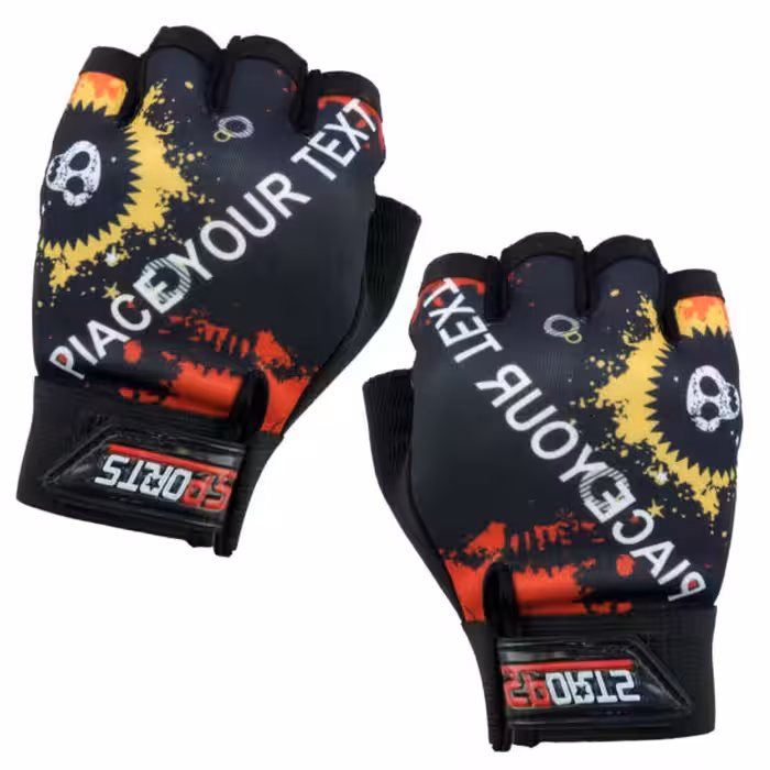 دستکش دوچرخه سواری نیمه انگشتی مدل اسکلتی کد 1662 سایز L