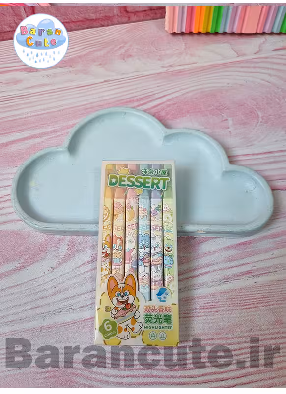 هایلایتر فانتزی پاستیلی دو سر طرح هاپو بسته 6 عددی