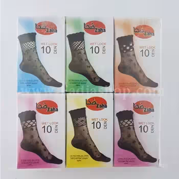 جوراب دو ربع شیشه ای طرح دار