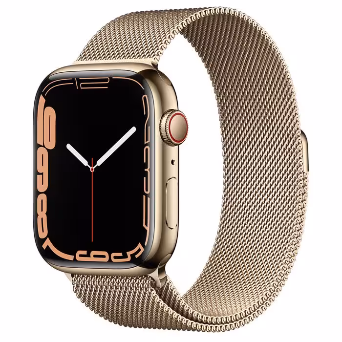 ساعت هوشمند اپل واچ سری 7 استیل طلایی 45 میلیمتری با بند Gold Milanese Loop