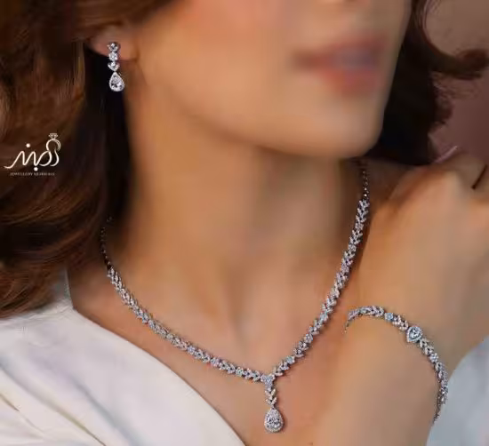 💍سرويس جواهری خاص و زيبا(گردنبند ، گوشواره ، دستبند ) نقره عیار 925 (S_6052)‌‌‌‌‌‌ ‌