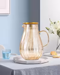 پارچ و لیوان پیرکس شامپاینی طرحدار درب استیل