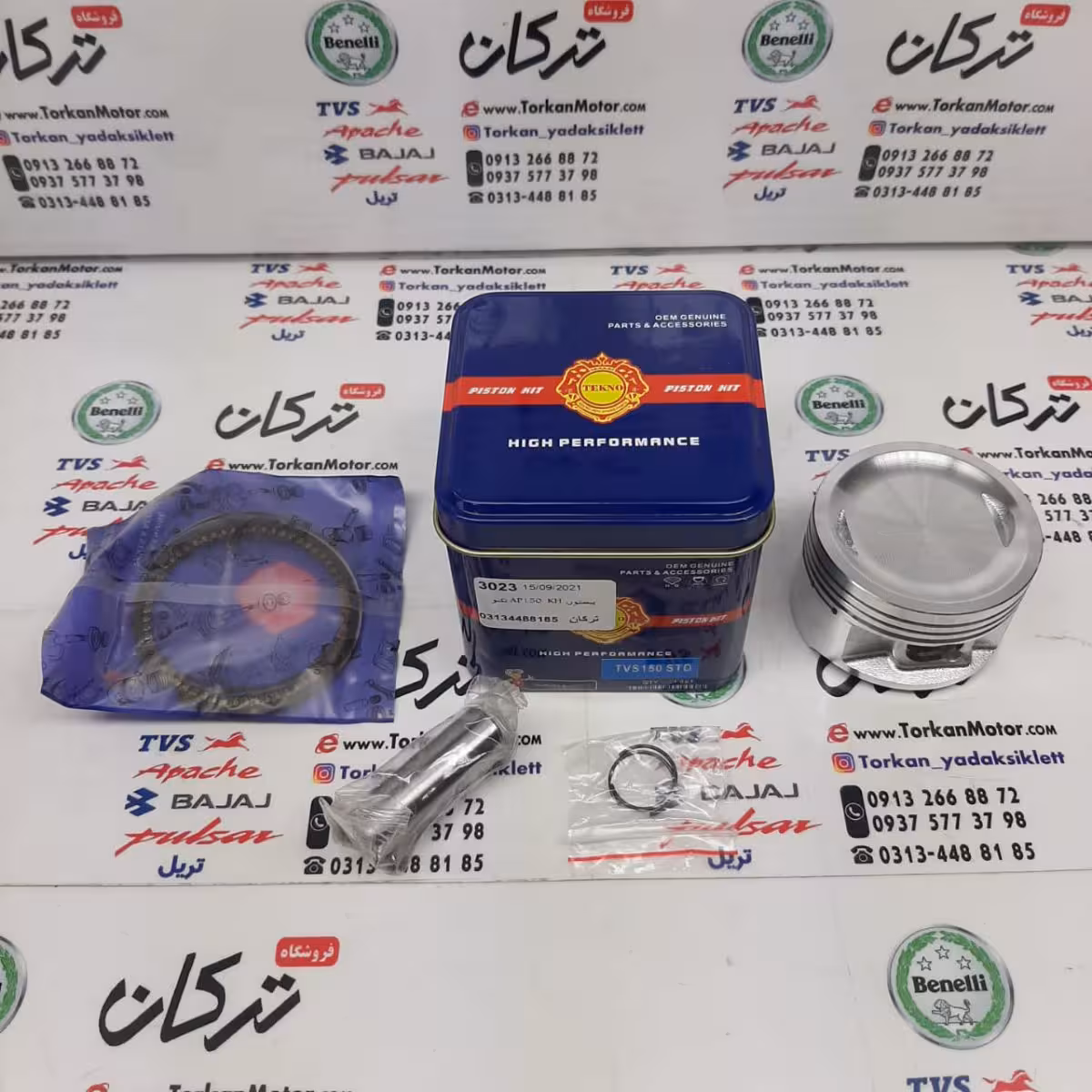 رینگ و پیستون ( پستان ) موتور اپاچی 150 تکنو ( سایز 0/50 )