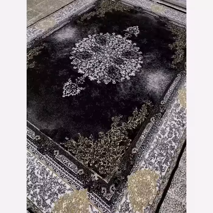 فرش ماشینی کاشان12متری طرح آراز سرمه ای بی سی (باارسال رایگان)