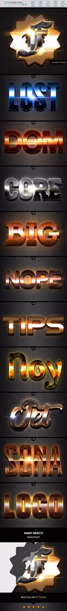 دانلود 10 3D Styles vol. 23 – استایل سه بعدی فتوشاپ