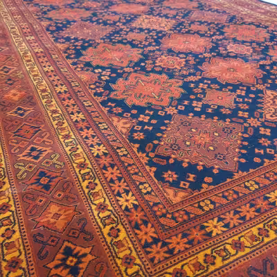 فرش ماشینی هیوا طرح بلوچ کد 1-207 سرمه ای