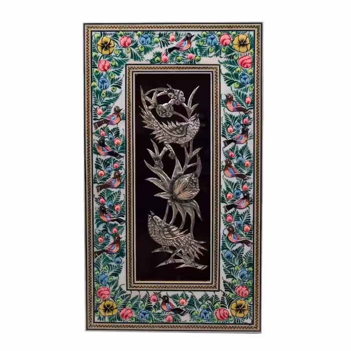 تابلو قلمزنی مدل گل و مرغ کد 034
