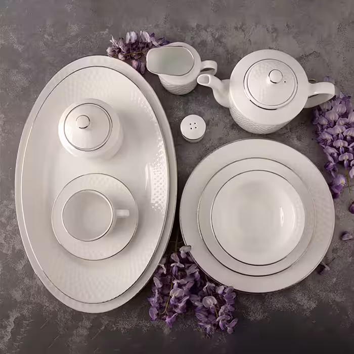 سرویس غذاخوری 102 پارچه چینی زرین ایران سری رادیانس مدل سمن درجه یک