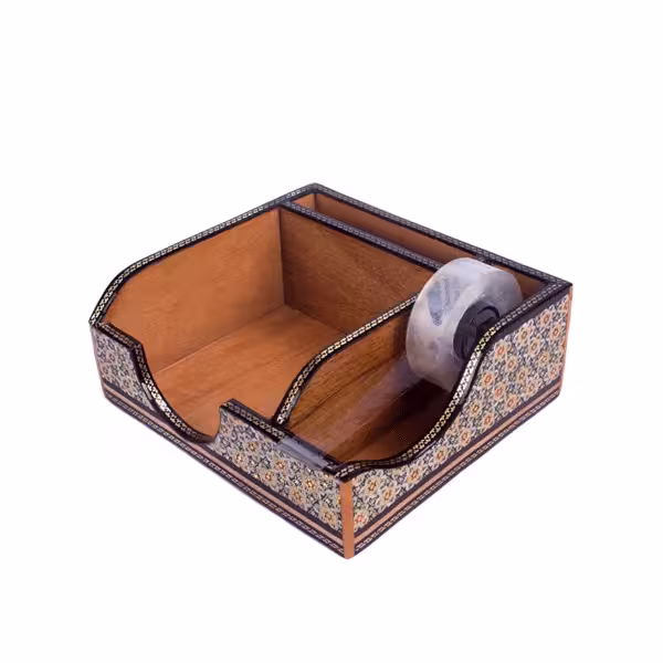 پایه چسب رومیزی چوبی خاتم کاری مدل خورشیدی