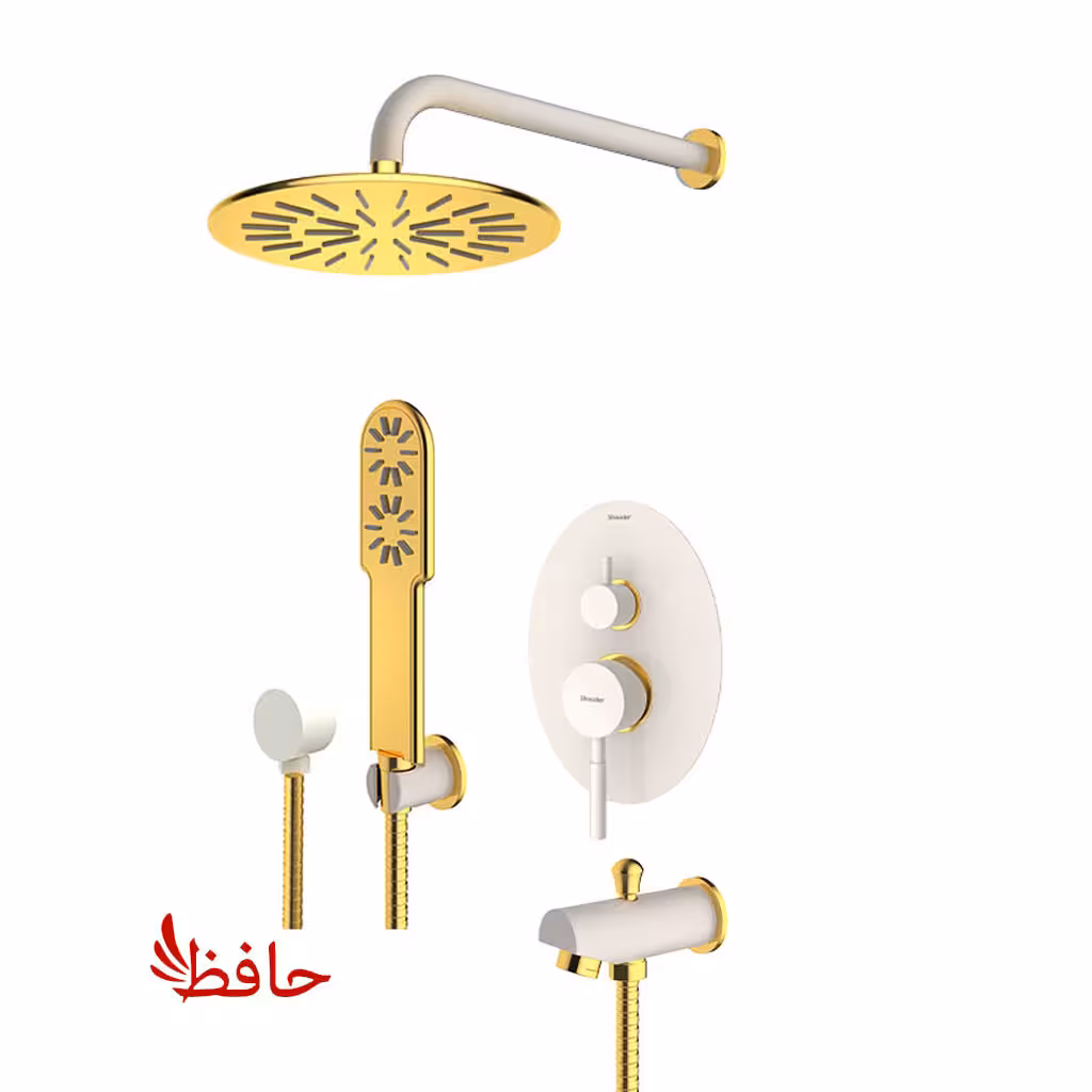 شیر حمام توکار شودر مدل روگن شیری طلایی تیپ 4 BRASS