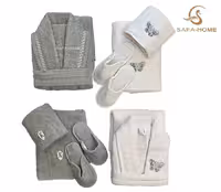 ست حوله دوقلو لوکس طرح پروانه سفید سبز