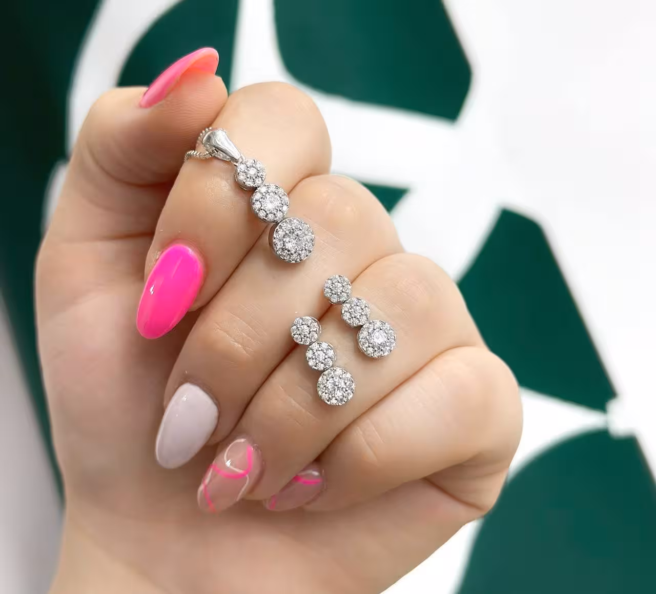 نیمست زنانه نقره جواهری کد 00388