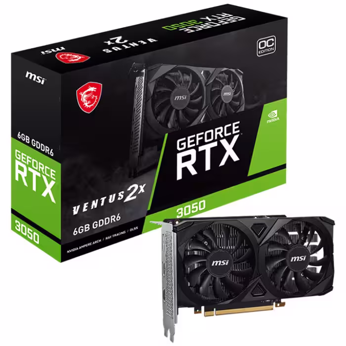 کارت گرافیک ام اس آی مدل GeForce RTX 3050 VENTUS 2X OC با ظرفیت 6 گیگابایت GDDR6