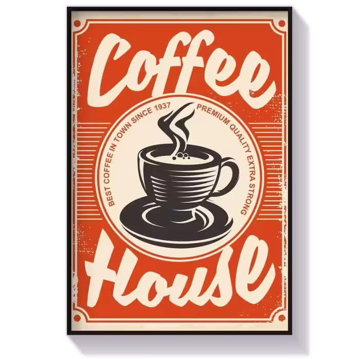 تابلو دکوراتیو وینتیج طرح Coffe House