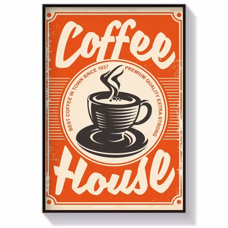تابلو دکوراتیو وینتیج طرح Coffe House