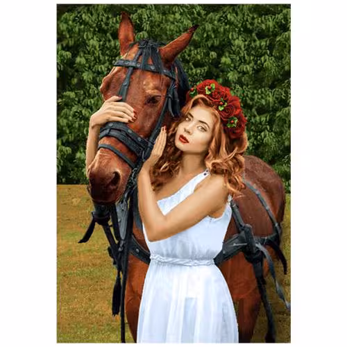 نخ و نقشه فرانسوی طرح دختر واسب کد 24274