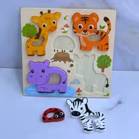 پازل تک قطعه چوبی طرح حیوانات جنگل، ببر