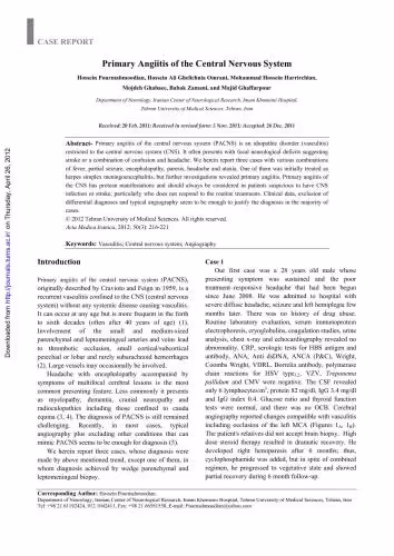 خرید و دانلود نسخه کامل کتاب Primary Angiitis of the Central Nervous System