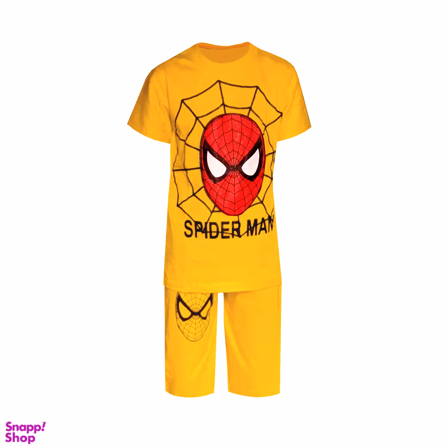 ست تیشرت و شلوارک پسرانه مدل مرد عنکبوتی کد Spider-za رنگ زرد