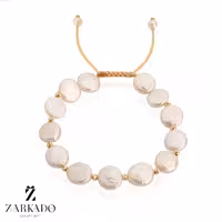 دستبند مروارید باروک گرد سایز کوچک و گوی البرنادو طلا