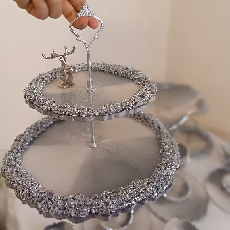 شیرینی خوری رزینی دو طبقه  جهیزیه عروس