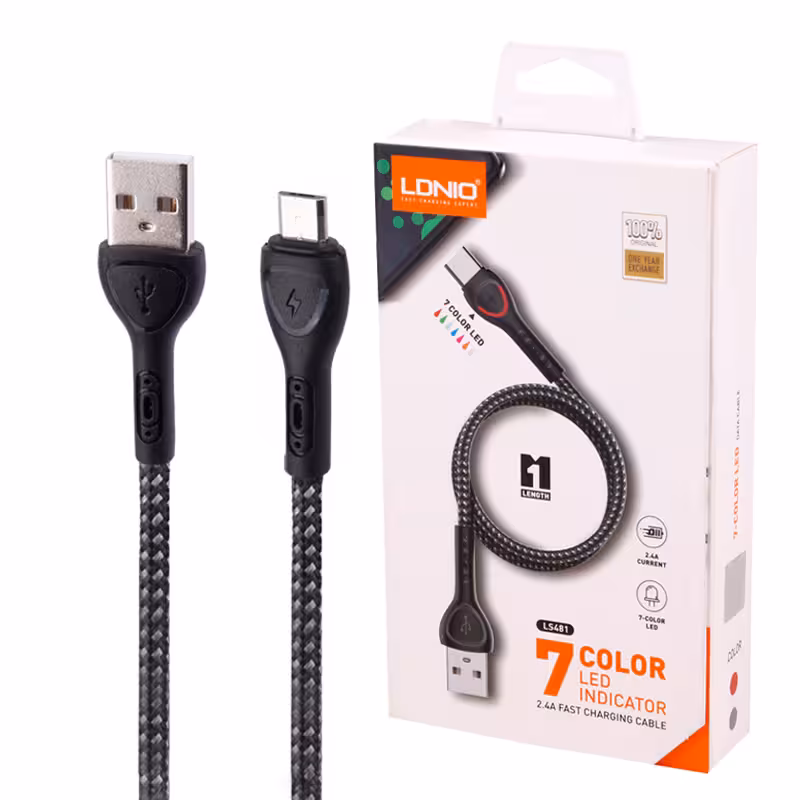 کابل شارژر الدینیو سیم گرد مدل LS481 micro