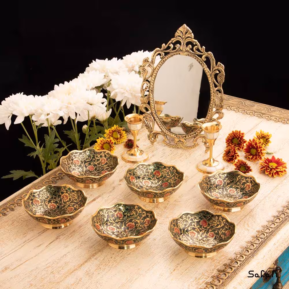 ست هفت سین برنجی میناکاری کد 1001