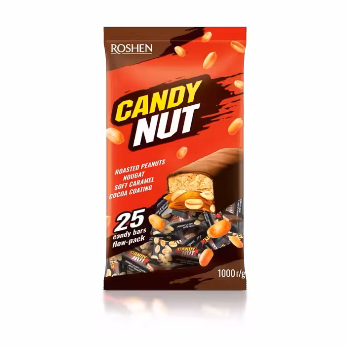 شکلات کندی نات کرم کارامل مخلوط با بادام زمینی،اوکراین
