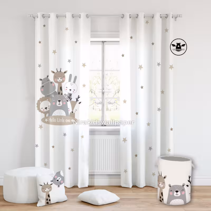 پرده طرح حیوانات خندان