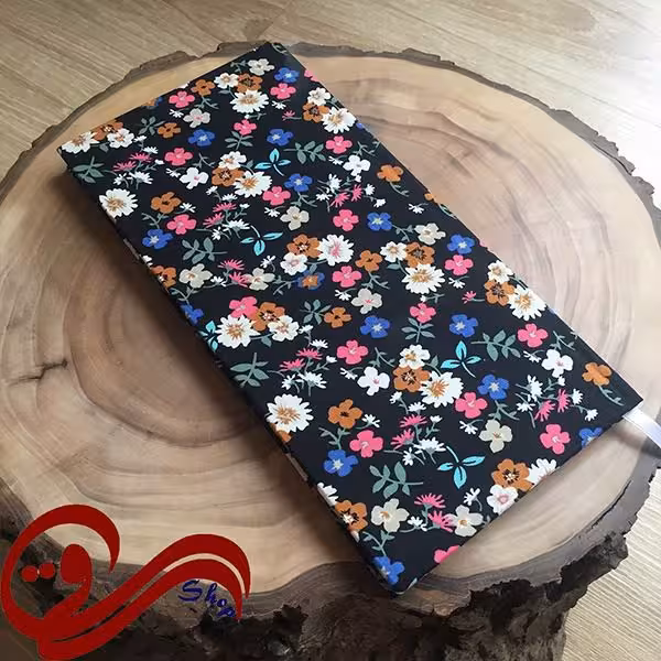 دفتر طرح پالتویی گل گلی مشکی Fabric Handmade Notebook