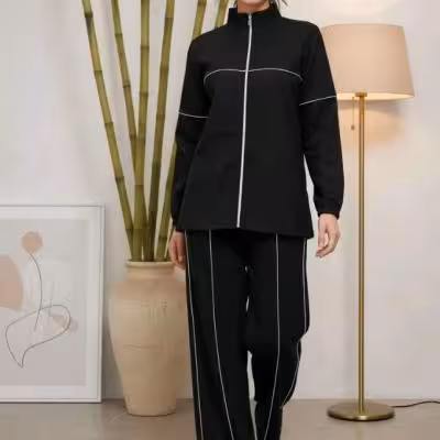 ست سوییشرت شلوار دخترونه کتان 100146