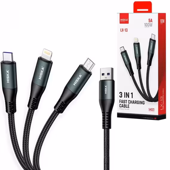 کابل شارژر سه کاره HISKA LX13