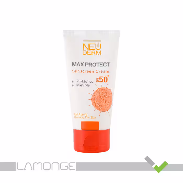 کرم ضد آفتاب SPF50 بی رنگ نئودرم مدل Max Protect مناسب پوست نرمال تا خشک حجم 50 میلی لیتر