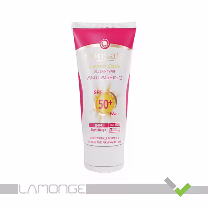 ضد آفتاب بدون رنگ ضد چروک SPF50 سان سیف حجم 50 میلی لیتر