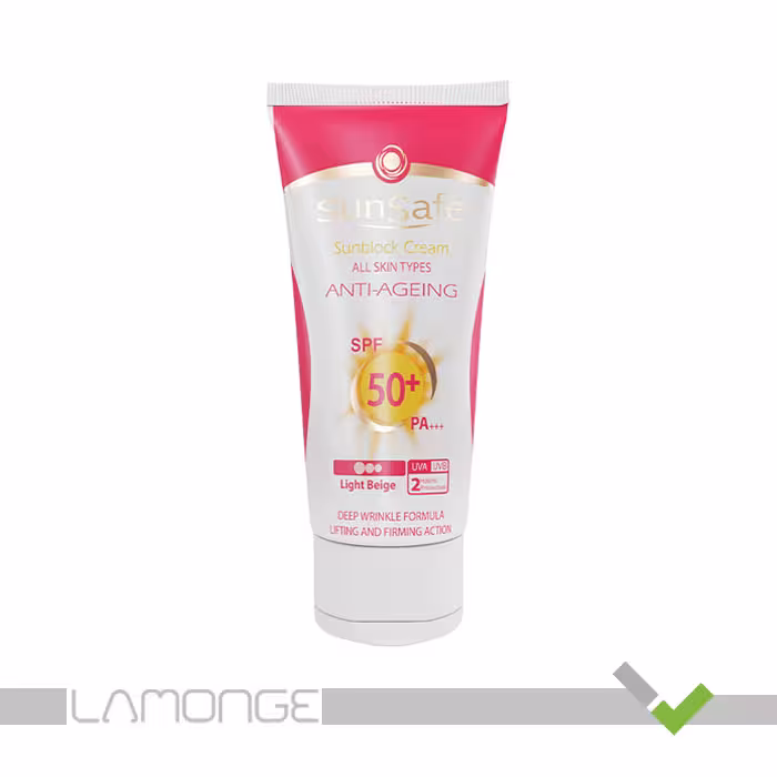 ضد آفتاب بدون رنگ ضد چروک SPF50 سان سیف حجم 50 میلی لیتر