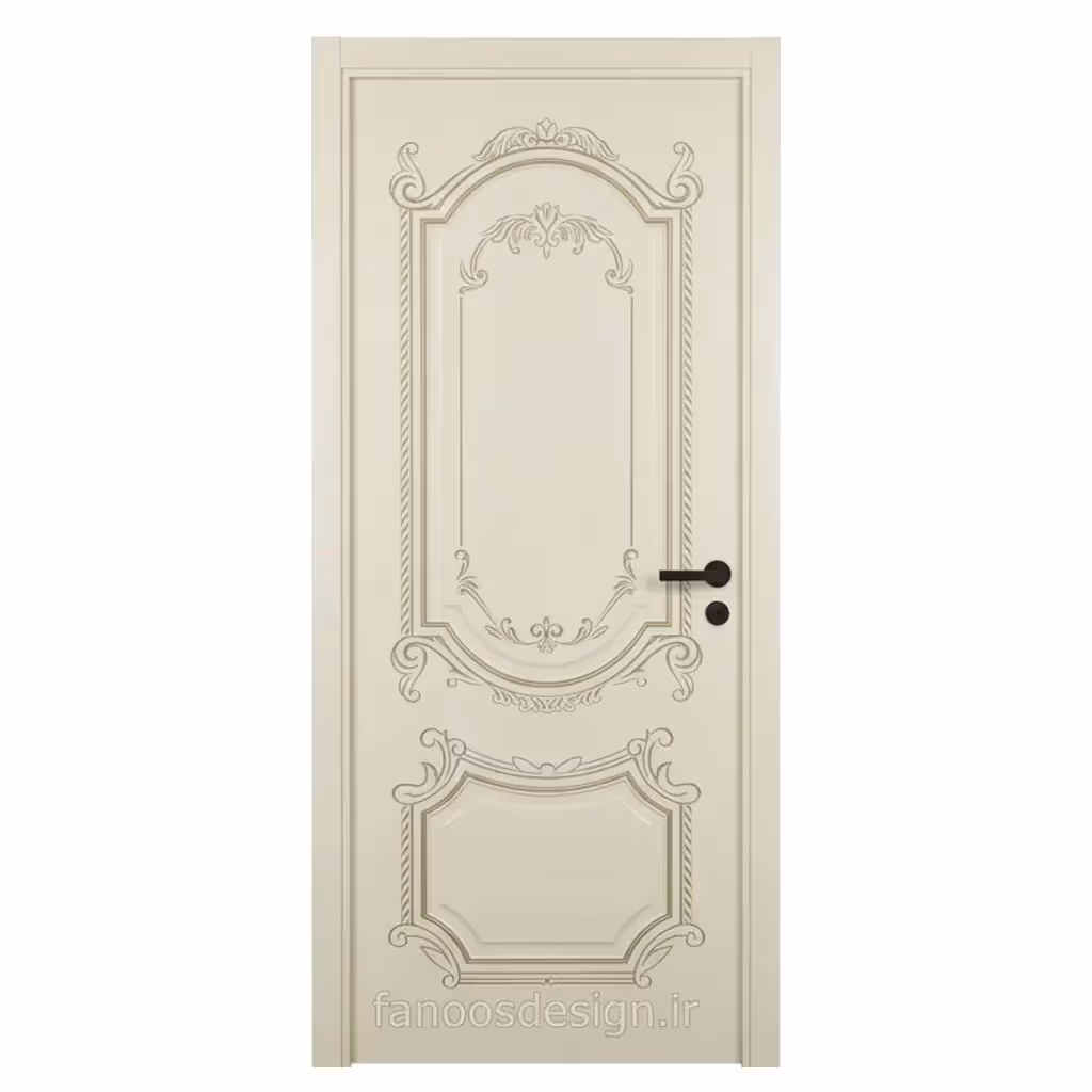درب سفید کلاسیک منبت‌کاری شده مدل باروک  کد 30598