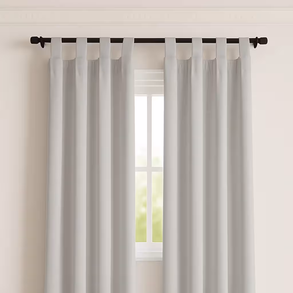 پرده بندینک‌دار کتان خاکستری