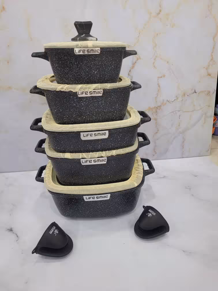 سرویس قابلمه مربعی چدن گرانیت 10 تکه لایف اسمایل