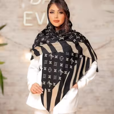 روسری نخی کجراه منگوله دار قواره 140 پاییزه