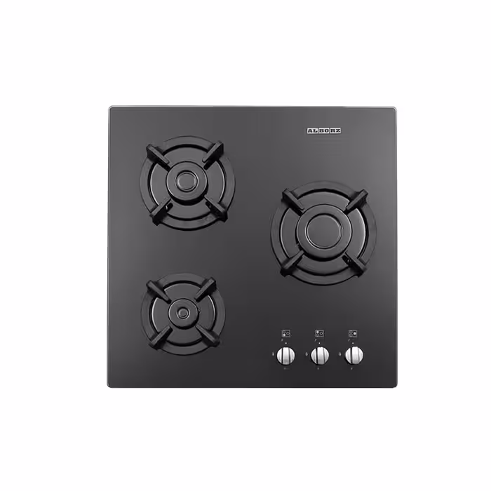 اجاق گاز صفحه ای شیشه‌ای استیل البرز مدل G 3551 با قطعات ایرانی