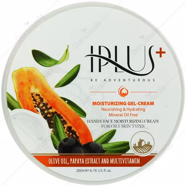 کرم ژل مرطوب کننده روغن زیتون و عصاره پاپایا آی پلاس Iplus حجم 200ml
