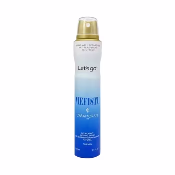 اسپری خوشبو کننده بدن مردانه لتس گو مدل mefisto casamorati حجم 200 میلی لیتر | Let’s Go men’s Body Deodorant Spray Model mefisto casamorati 200 ml