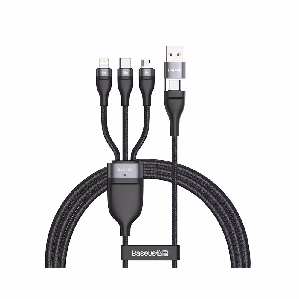 کابل سه سر بیسوس Baseus Flash Series 2 for 3 Data Cable CA2T3 USB/Type-C توان 100w طول 1.2 متر