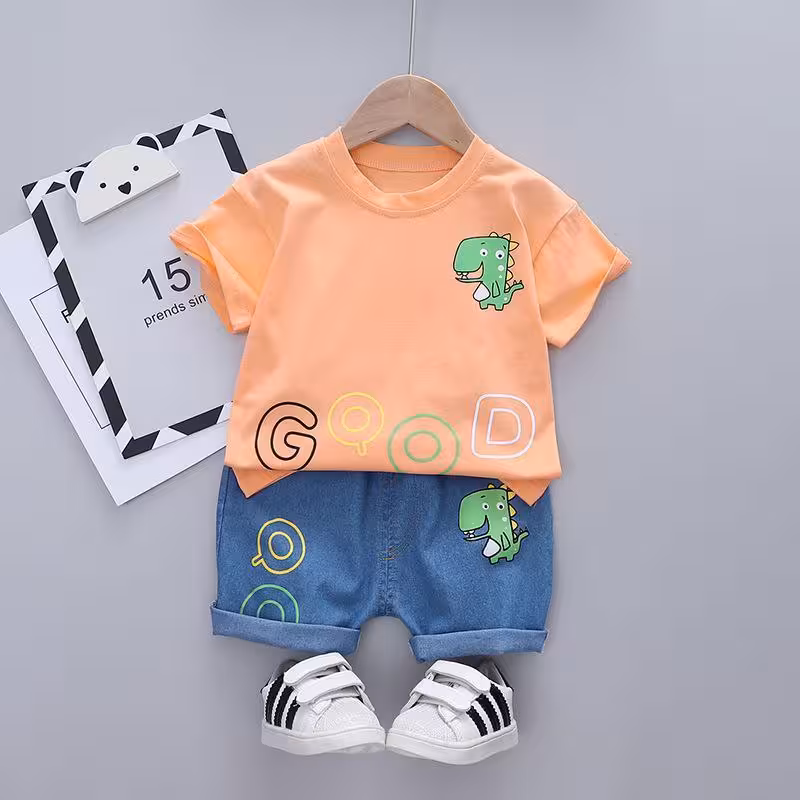 تیشرت شلوارک دایناسور گلبهی