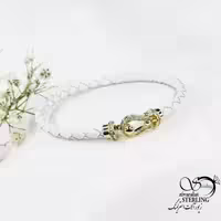 دستبند امگا طرح بافت چرمی سفید کد 18870