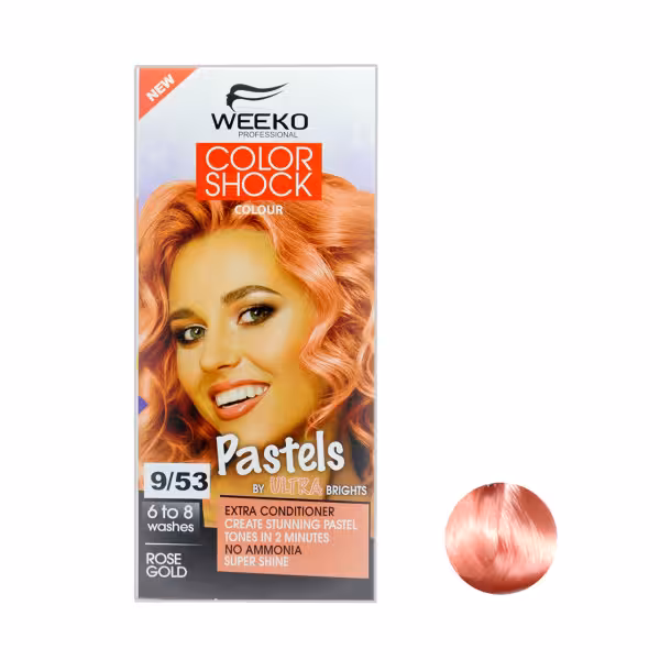 کیت رنگ مو ویکو مدل color shock شماره 9/53 حجم 80 میلی لیتر رنگ رزگلد