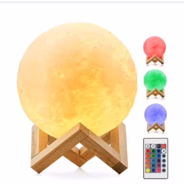آباژور کره ماه16رنگ کنترل دار-چراغ خواب کره ماه-چراغ خواب فانتزی