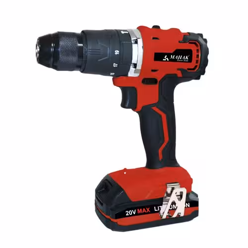 دریل پیچ گوشتى چکشى شارژى براش لس 20 ولت با کیف و باطری اضافه محک مدل BCD-20 LI KIT