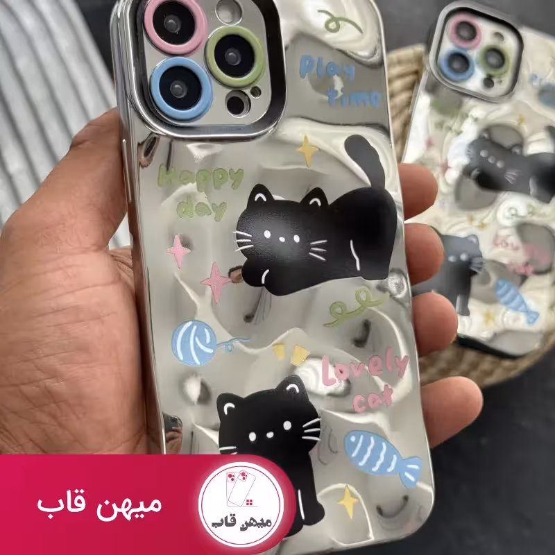 قاب موبایل آیفون گربه سیاه توهمی - کد (93680)