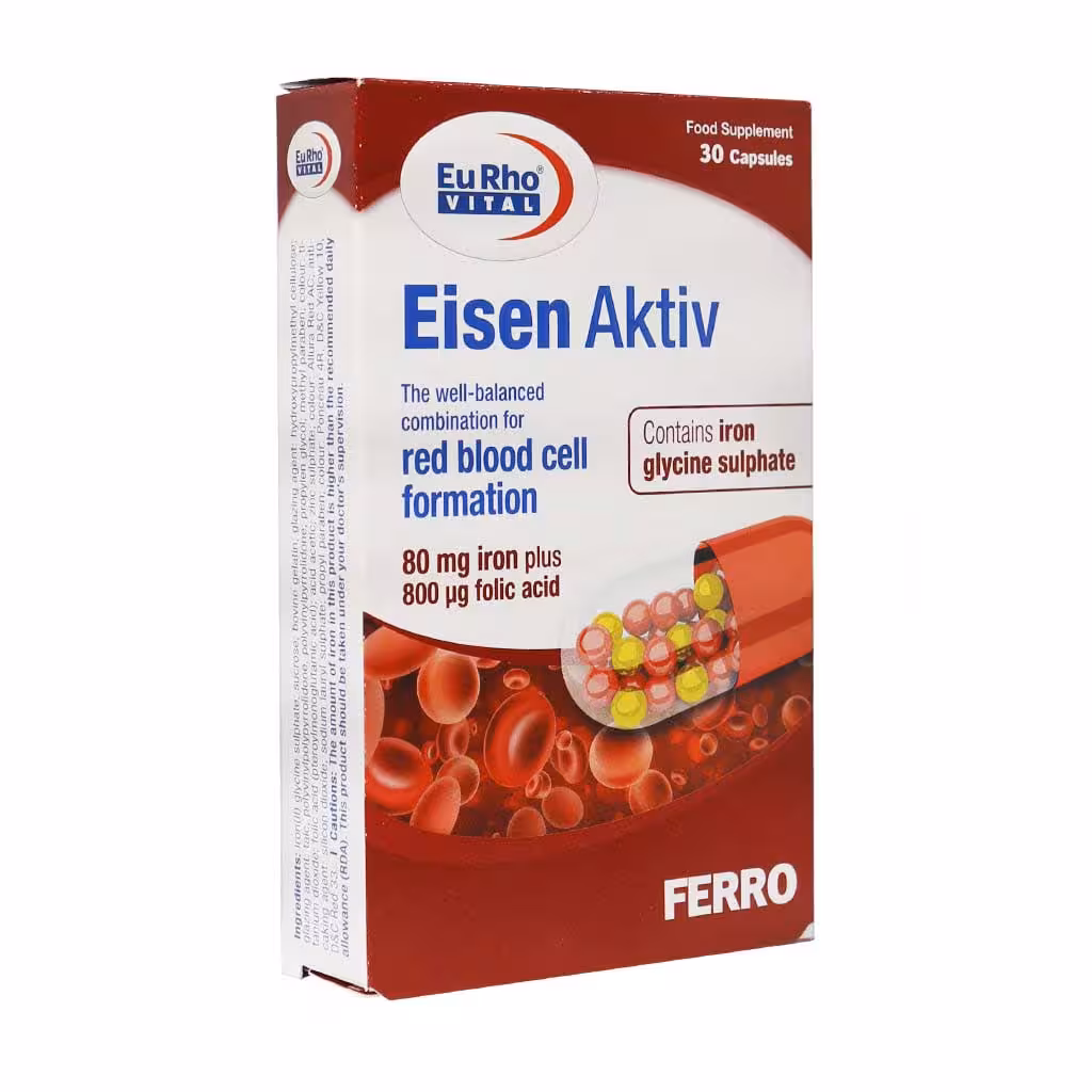 کپسول آیزن اکتیو یوروویتال 30 عدد | Eurhovital Eisen Aktiv